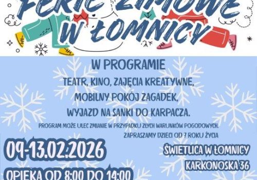 Ferie zimowe w Gminnym Ośrodku Kultury i świetlicy w Łomnicy