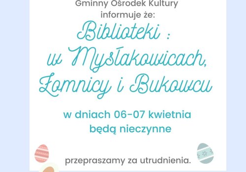 Zamknięcie bibliotek w dniach 06-07 kwietnia